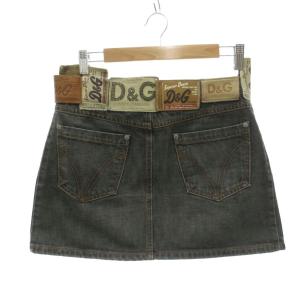 DOLCE&GABBANA イタリア製 デニムスカート 30/40 ミニ丈 ラベルデザイン インディゴブルー /NU GY18