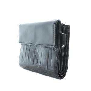 DIESEL 財布 二つ折り小銭入れあり 黒 ブラック ロゴ GY11 /RI OS