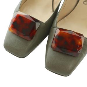 Salvatore Ferragamo パンプス スクエアトゥ レザー 8.5C 26.0cm グレー /MI GY18