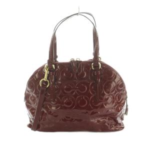 COACH 2WAY ショルダーバッグ ハンドバッグ エナメルレザー オプアート ボルドー F25705 /MI GY11