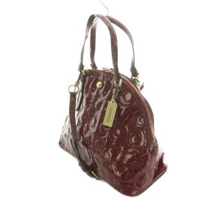 COACH 2WAY ショルダーバッグ ハンドバッグ エナメルレザー オプアート ボルドー F25705 /MI GY11