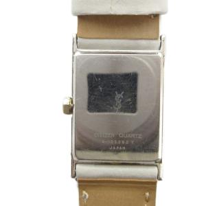 YVES SAINT LAURENT ジャンク品 シチズン 4-105362 腕時計 ウォッチ クォーツ レザーベルト スクエア シルバー色