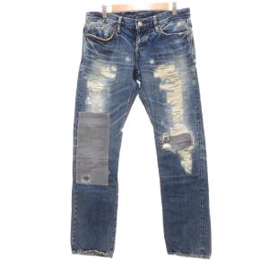 デニムパンツ 34 インディゴブルー ダメージ加工