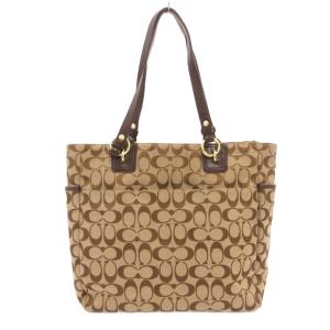 COACH F19388 トートバッグ シグネチャー キャンバス レザー 茶 ブラウン ベージュ /JS GY11