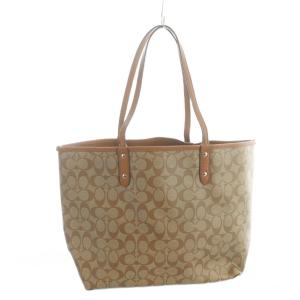 COACH トートバッグ PVC レザー シグネチャー リバーシブル ロゴ 茶 ブラウン GY11 /MQ
