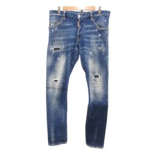SEXY TWIST JEANS デニムパンツ ジーンズ 48 インディゴブルー ダメージ加工 ペイント加工