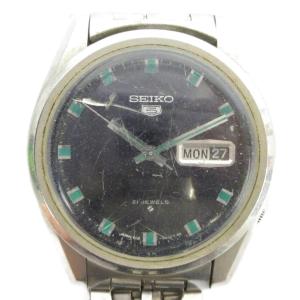 ジャンク品 6119-8020 セイコー5  腕時計 ウォッチ 自動巻き 黒文字盤 カレンダー付き デイト