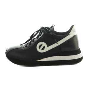 SPEED JOG NYLON スニーカー シューズ ナイロン レザー 38 24.0cm 黒 白 /MI