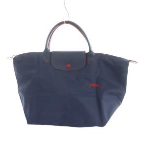プリアージュ トートバッグ ハンド レザー ナイロン ロゴ刺繍 紺 ネイビー GY11 /MQ
