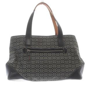 COACH トートバッグ シグネチャー ジャガード ハンドバッグ レザー グレー 黒 ブラック 6621 /SR GY11