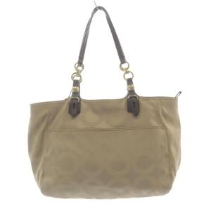 COACH トートバッグ オプアート レザー ハンドバッグ ベージュ 茶色 ブラウン 15758 /SR GY11