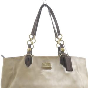 COACH トートバッグ オプアート レザー ハンドバッグ ベージュ 茶色 ブラウン 15758 /SR GY11
