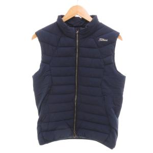 美品 ベスト 中綿 ジップアップ ロゴプリント M 紺 ネイビー /YJ GY18