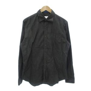 シャツ L 長袖 ステッチデザイン コットン ダークグレー /NU GY18