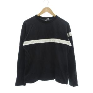 イタリア製 Tシャツ ロンT XL 長袖 ロゴ ラインデザイン 黒 ブラック /NU GY18