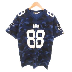COLOR CAMO FOOTBALL V NECK スウェット トレーナー 半袖 カモフラ 迷彩柄 ロゴ