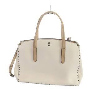 COACH 29256 ハンドバッグ ショルダー 2WAY ロゴ レザー スタッズ 白 ホワイト ベージュ GY18