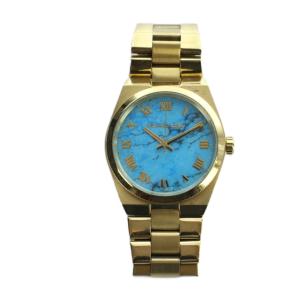 MICHAEL KORS MK-5894 腕時計 ウォッチ クォーツ ローマン 青文字盤 ゴールド色 GY18 /MQ