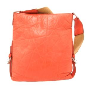 HUNTING WORLD バチュー ショルダーバッグ レザー  しわ加工 ロゴ オレンジ /JS GY18