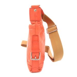 HUNTING WORLD バチュー ショルダーバッグ レザー  しわ加工 ロゴ オレンジ /JS GY18