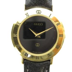 3000 L 腕時計 ウォッチ クォーツ 黒文字盤 レザーベルト ゴールド色 GY18 /MQ OH