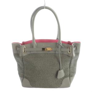 トートバッグ かごバッグ レザー ロゴ グレー GY18 /MQ