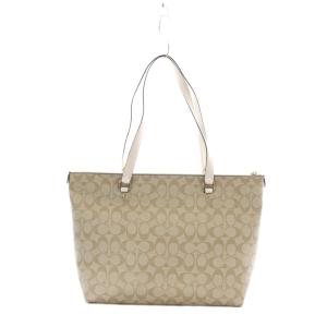 COACH シグネチャー ギャラリートートバッグ ベージュ ロゴ 総柄 レザーハンドル F79609 GY18 /RI