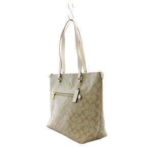 COACH シグネチャー ギャラリートートバッグ ベージュ ロゴ 総柄 レザーハンドル F79609 GY18 /RI