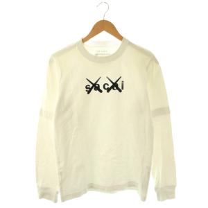 カウズ KAWS Tシャツ カットソー ロンT 長袖 フロッキー ロゴ 1 白 /YM GY18