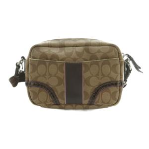 COACH ショルダーバッグ スクエア型 PVC シグネチャー柄 ベージュ 紫 /MI GY18