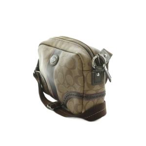 COACH ショルダーバッグ スクエア型 PVC シグネチャー柄 ベージュ 紫 /MI GY18