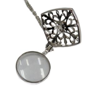 TASAKI 田崎 ネックレス ルーペ付き アクセサリー ペンダント ロゴ フェイクパール シルバー色 GY42 /MQ