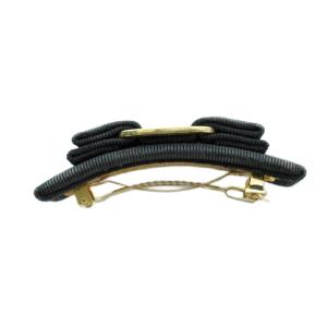 Salvatore Ferragamo バレッタ ヘアアクセサリー ロゴ ヴァラ リボン 黒 ブラック GY11 /MQ