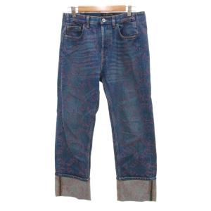 デニムパンツ ジーンズ ロゴプリント ロールアップ 30 インディゴブルー /JS GY11