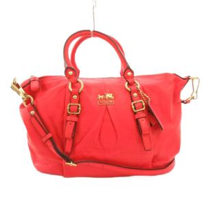 ショルダーバッグ ハンド 2WAY レザー ロゴ 金具 赤 レッド 21222 /FF  GY18