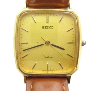 ジャンク品 5E31-5A80 DOLCE ドルチェ 腕時計 ウォッチ クォーツ レザーベルト ゴールド色