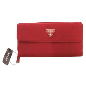 タグ付き 長財布 ウォレット ジャガード ナイロン ロゴ ラウンドファスナー 赤 レッド /JS GY18