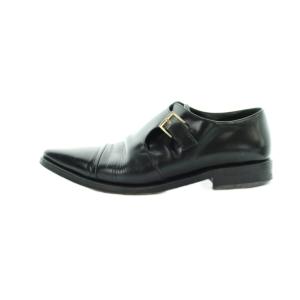 GUCCI ビジネスシューズ 革靴 レザー ストレートチップ モンクストラップ 42.5 黒 ブラック GY11 /MQ