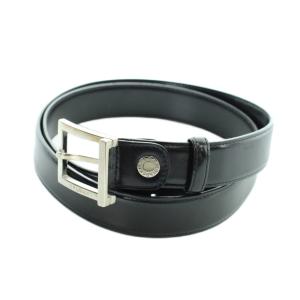 ベルト シルバー金具 レザー ロゴ 110/44 黒 ブラック GY11 /MQ OH