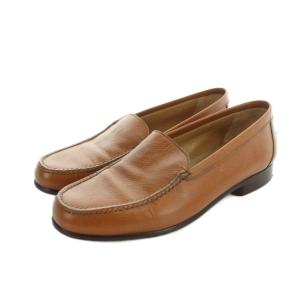 Ｈロゴ ローファー モカシン レザー ロゴ 37.5 24cm 茶 ブラウン GY17 /MQ OH