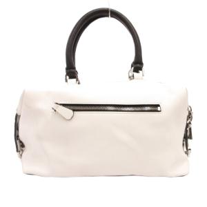 GUESS 2WAY ハンドバッグ レザー ロゴ 白 ホワイト 黒 ブラック /JS GY18