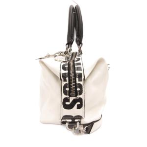 GUESS 2WAY ハンドバッグ レザー ロゴ 白 ホワイト 黒 ブラック /JS GY18