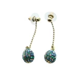 ピアス アクセサリー 両耳用 ロゴ ラインストーン ドロップ ゴールド色 GY18 /MQ