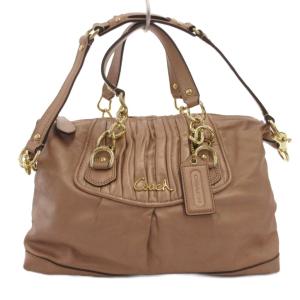 COACH ハンドバッグ ショルダー 2WAY レザー ロゴ ゴールド金具 ベージュ F17647  /FF GY18