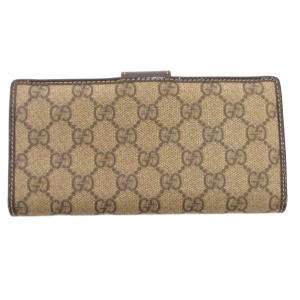 GUCCI 二つ折り長財布 ウォレット GGスプリーム PVC レザー 革 グレー 212096・478442 /JS