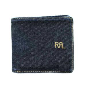 二つ折り財布 札入れ デニム ロゴ 紺 ネイビー GY18 /MQ