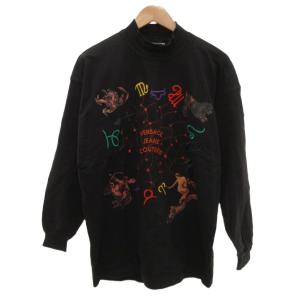 ロンT Tシャツ モックネック ロゴ刺繍 星座 M 黒 ブラック /JS GY18