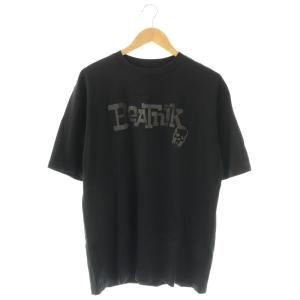 Tシャツ 半袖 クルーネック スタッズ ロゴ スカル柄 ドクロ柄 プリント L 黒 ブラック YMP-1164H