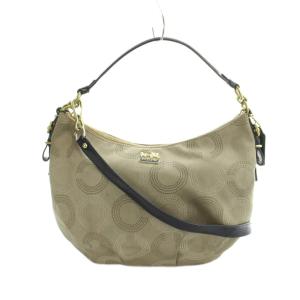 15929 マディソンドッテッド オプアート ハンドバッグ ショルダー 2WAY キャンバス レザー ロゴ
