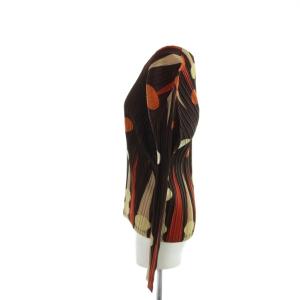 ISSEY MIYAKE カットソー 長袖 プリーツ 総柄 4 XL 茶 ブラウン GY18 /MQ